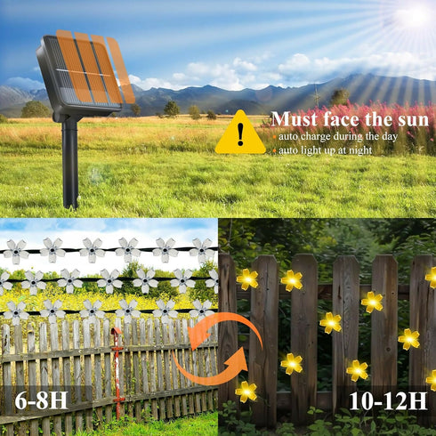 50 LED Solar Powered Cherry Blossom Lights Outdoor (Warm White)